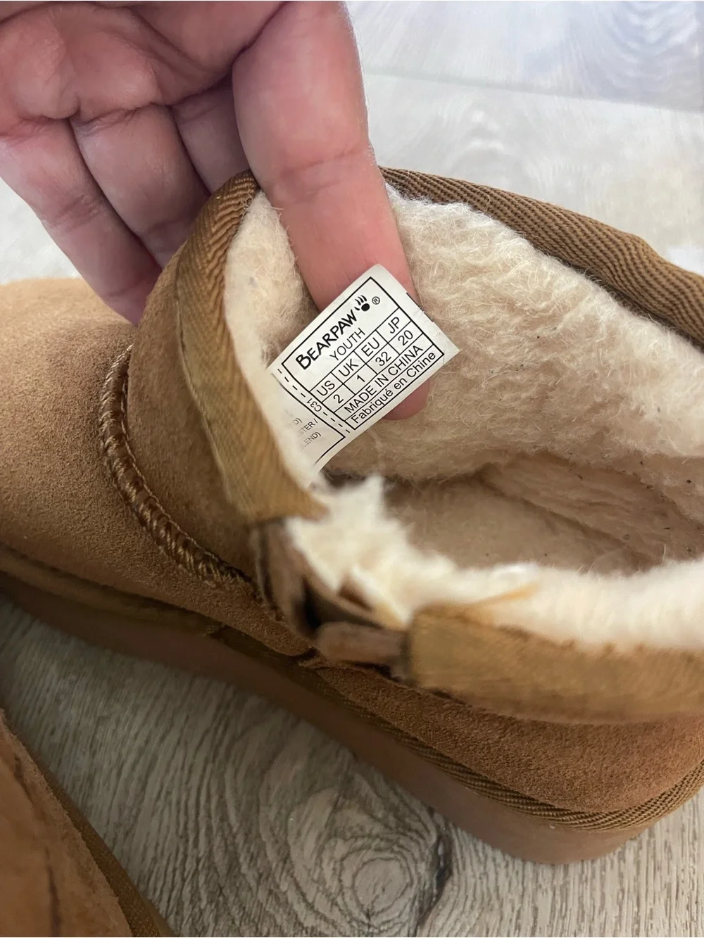 BearPaw Kids Suede-Look Shearling Ankle Slippers / boots - Chestnut